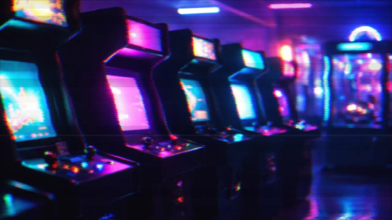 Arcade look — real output from the engine — Full Bank Glow