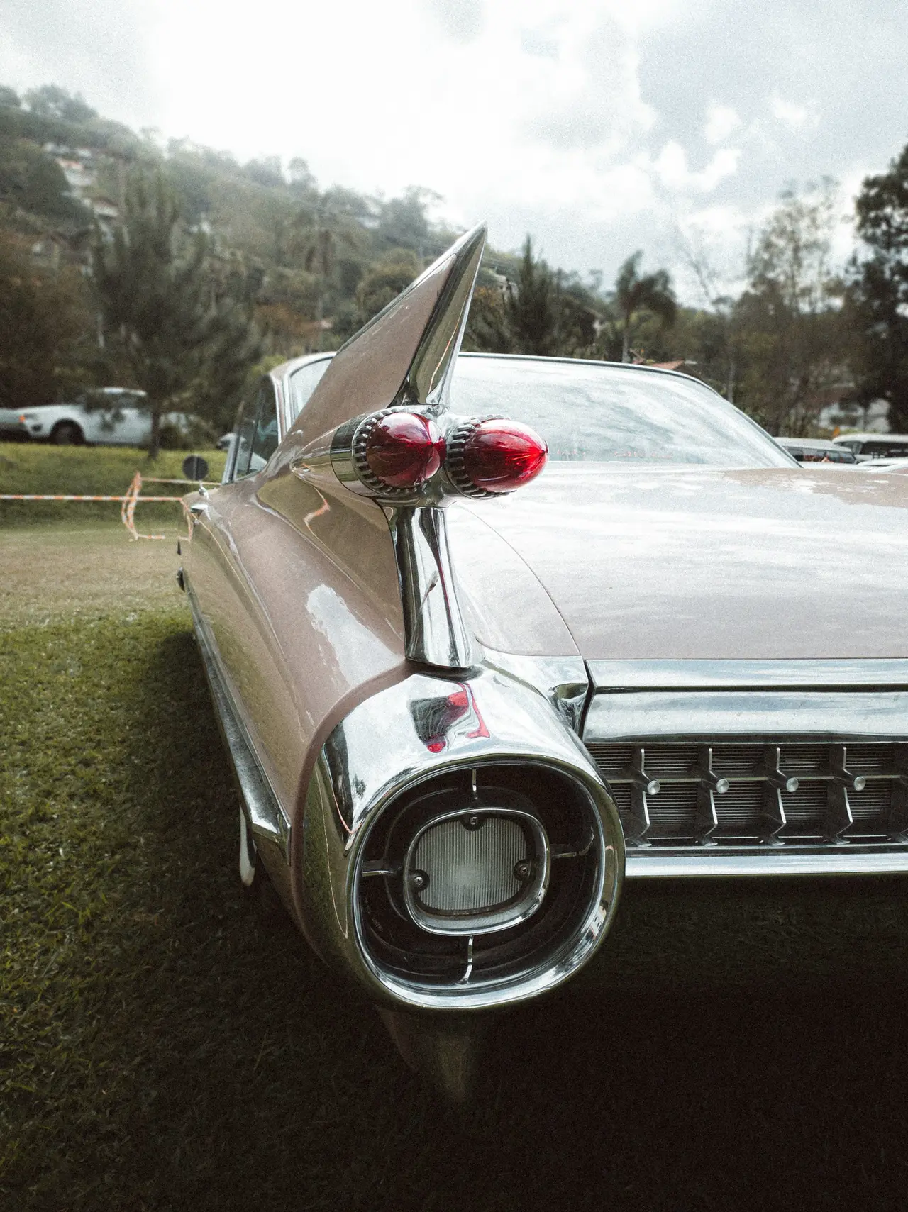 Chrome tailfins of a classic car in three-strip Technicolor — Original