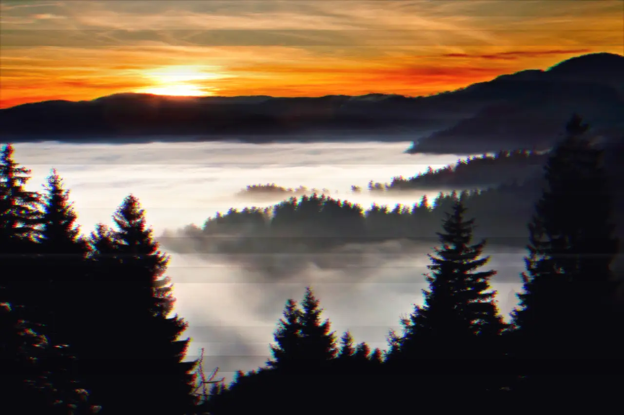 A foggy mountain sunset on 2-inch quadruplex videotape — 2-inch Quad