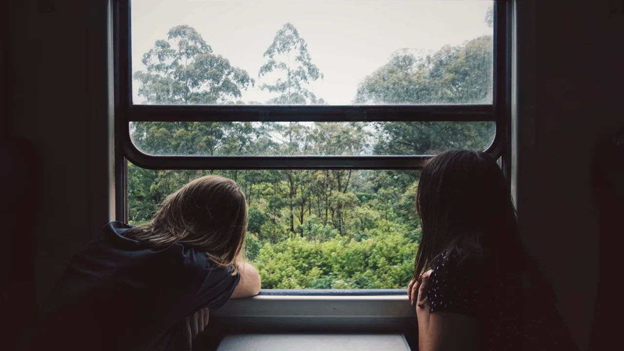 A train window view on a MiniDV camcorder, with period date/time burn-in — Original